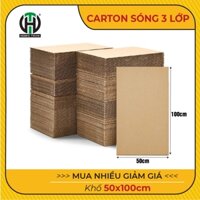 Combo 10 tấm carton sóng 3 lớp, kích thước 50x100cm đóng hàng gốm sứ, chống sốc bọc hàng dễ vỡ, làm vách ngăn
