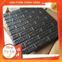 Combo 10 Tấm Xốp Dán Tường Giả Gạch 3D Dày 4mm Màu Đen 70x77cm