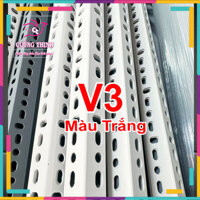 COMBO 10 thanh sắt V3 dài 1m dày 1,6ly màu trắng lắp đặt kệ V lỗ, Màu trắng
