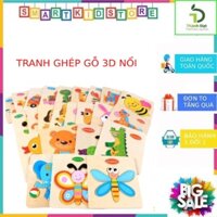 Combo 10 tranh gỗ nổi 3D nhiều hình cho bé vui chơi_ Đồ chơi gỗ cho bé