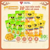 Combo 10 túi kẹo dẻo xoài bóc vỏ 250g ILU MALL vị xoài xanh, chín , đồ ăn vặt quà tặng