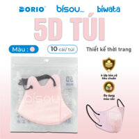 Combo 10 túi khẩu trang cao cấp 5D hiệu BISOU (10c/túi)
