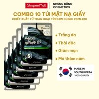 Combo 10 Túi Mặt Nạ Giấy Trắng Da Than Hoạt Tính 3W CLINIC Hàn Quốc 25MLx10 Thải Độc Trắng Sáng Da