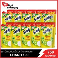 COMBO 10 Túi Nước rửa chén Sunlight Chanh 100 Túi 750gx10