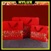 [Combo 10 túi] Túi đựng quà Tết cao cấp, Túi giấy màu đỏ có quai xách loại 1 dày dặn đủ các size từ nhỏ - lớn