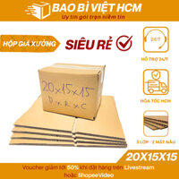 Combo 100 20x15x15 Hộp carton đóng hàng, thùng bìa giấy đựng giày dép, hàng hóa-Bao Bì Việt HN
