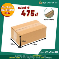 Combo 100 25x15x10 Hộp carton đóng hàng giá xưởng, thùng bìa giấy cod gói hàng tiện lợi