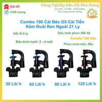 Combo 100 Béc Tưới Phun Mưa G5 Cải Tiến Tặng Kèm Đuôi Ren Ngoài 21 Ly - Hệ Thống Tưới Phú Hưng