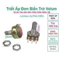 Combo 100 Biến trở Triết áp volum đơn , 2K, 5K, 10K, 20K, 50K, 100K, 250K, 500K, 1M - linh kiện điện tử QUỲNH DIỄN