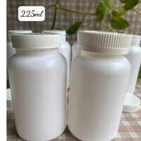 Combo 100 bộ Chai lọ nhựa đựng viên nang,viên nén, viên hoàn, dược phẩm HDPE 225ml đi kèm màng siu tự dính,hút ẩm 1g