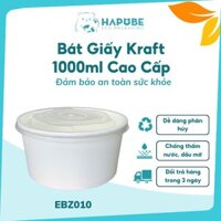 [Combo 100 Cái] Bát Giấy Kraft Nhật 1000ml - Chống Thấm - Đựng Bún, Phở, Salad, Xôi