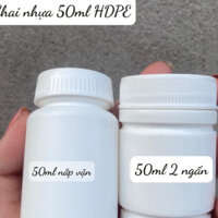 COmbo 100 Chai lọ nhựa đựng viên nang,viên nén, viên hoàn, dược phẩm HDPE 50ml đi kèm màng siu tự dính, hút ẩm 1g