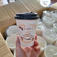 Combo 100 chiếc cốc giấy cafe 480ml kèm nắp , ly giấy dùng 1 lần uống cafe nóng đá