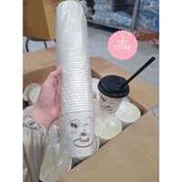 Combo 100 cốc giấy cafe 270ml kèm nắp,Ly đựng cafe nóng đá cứng cáp