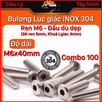 Combo 100 con Bulong Ốc lục giác INOX 304 - Đầu dù dẹp Size M6x40mm
