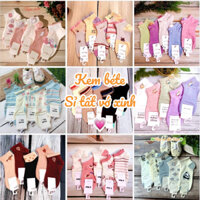 Combo 100 đôi tất vớ nữ, Sỉ sll tất vớ nữ cổ ngắn nhiều mẫu cute - Kem bé te