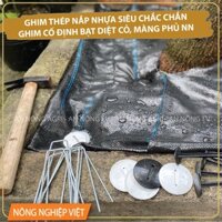 Combo 100 ghim thép nắp nhựa (Ghim thép chữ U) - Ghim cố định bạt phủ chống cỏ mọc