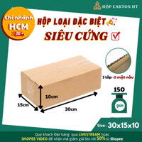 Combo 100 hộp carton đóng hàng 30x15x10 đựng giày dép, phụ kiện đồ gia dụng giá rẻ - Hộp Carton HT