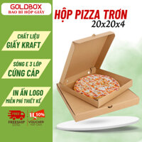 Combo 100 Hộp Carton Đựng Pizza Trơn Size 20x20x4 Giấy KRAFT Nâu Sóng E 3 Lớp Cứng Cáp, Hộp Giấy Gói Hàng, Đóng Hàng
