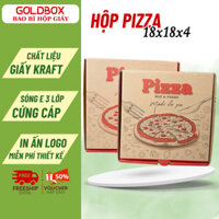 Combo 100 Hộp Carton Đựng Pizza In Sẵn Size 18x18x4 Giấy KRAFT Nâu Sóng E 3 Lớp Cứng Cáp, Hộp Giấy Gói Hàng, Đóng Hàng