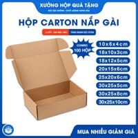 Combo 100 Hộp Carton Nắp Gài Đóng Hàng, Đựng Quà, Quần Áo, Mỹ Phẩm, Phụ Kiện, Giấy 3 Lớp Siêu Cứng