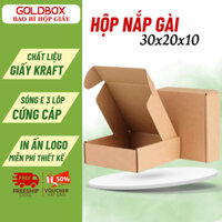 Combo 100 Hộp CARTON Nắp Gài Sẵn Size 30x20x10, Giấy KRAFT Nâu Sóng E 3 Lớp Cứng Cáp, Hộp Giấy Gói Hàng, Đóng Hàng