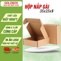 Combo 100 Hộp CARTON Nắp Gài Sẵn Size 35x25x8,Giấy KRAFT Nâu Sóng E 3 Lớp Cứng Cáp Đóng Hàng, Hộp Giấy Gói Hàng