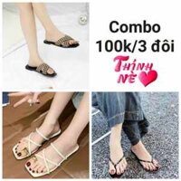 Combo -  100 k 3 đôi dép lê thời trang nữ ( chân tròn cần tăng size ) - có thể phối màu ngẫu nhiên