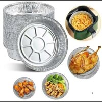 Combo 100 Khay Giấy Bạc 22cm Lót Nồi Chiên Không Dầu, Lò Nướng - Khuôn Đĩa Nhôm Đựng Thức Ăn, Thực Phẩm