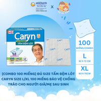 [COMBO 100 MIẾNG] Đủ Size Tấm Đệm Lót Caryn size L/XL 100 miếng bảo vệ chống trào cho người già/mẹ sau sinh- Chính Hãng