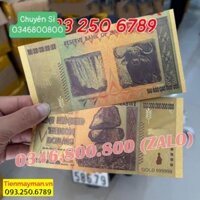 Combo 100 Tờ Zimbabwe 100 Ngàn Tỷ Plastic Mạ Vàng Siêu Đẹp - Phong Thủy May Mắn