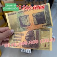 Combo 100 Tờ Zimbabwe 100 Ngàn Tỷ Plastic Mạ Vàng Siêu Đẹp - Phong Thủy May Mắn