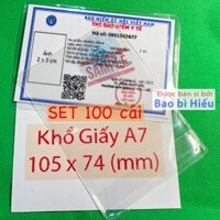 COMBO 100 túi đựng GIẤY TỜ KHỔ A7 (bảo hiểm y tế kiểu cũ, phiếu bảo hành, cà vẹt kiểu cũ, bằng lái kiểu cũ...) 100B232