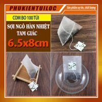 Combo 100 túi lọc trà, thảo dược sợi ngô tam giác hàn nhiệt kích thước 6,5x8cm. Phukientuiloc