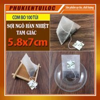 Combo 100 túi lọc trà, thảo dược sợi ngô tam giác hàn nhiệt kích thước 5,8x7cm. Phukientuiloc