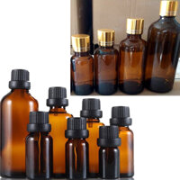 COMBO 100  vỏ Chai thủy tinh ( CHAI NÂU + NẮP VẶN + NHỎ GIỌT) : 30ML-20ML-10ML -5ML Lọ chiết tinh dầu