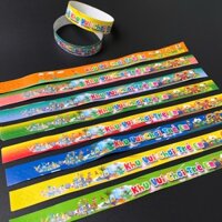 Combo 1000 vòng tay giấy cho khu vui chơi trẻ em đủ màu có sẵn in hình ngộ nghĩnh, vòng tay giá rẻ dùng 1 lần