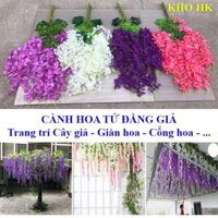 combo 100c Cành Hoa Tử Đằng Giả Trang Trí (Loại Dày Hoa+Lá) - HOA GIẢ HOA LỤA  Cao cấp