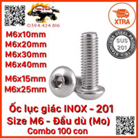 [Combo 100con] Bulong Ốc lục giá INOX 201 - Size M6 Đầu dù tròn (Mo)