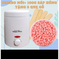 combo 100g sáp kèm nồi nấu mini(tặng kèm 5 que gỗ wax)