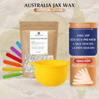 Combo 100Gr Sáp Sữa Dừa Premier Siêu Bám Lông Australia Jax Wax + Chén Silicon Chống Dính + Que Silicon Phết Sáp