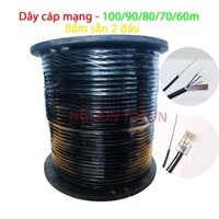 [Combo 100M] Dây Cáp Mạng 4 lõi có gia cường đồng dầu, chống ẩm chuyên dụng kéo ngoài trời bấm sẵn 2 đầu mạng.