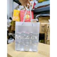 Combo 10c - 50c Túi Nhựa PVC trắng mờ dây vải, đựng hủ yến chưng, Đựng Quà Tặng (23cmx18cmx8cm)