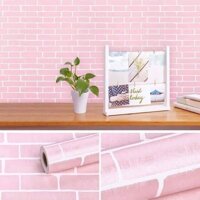 Combo 10m giấy dán tường giả gạch hồng có keo sẵn
