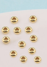 Combo 12 cái charm bi bạc mạ vàng hạt dẹp - hạt cườm bạc mạ vàng - Ngọc Quý Gemstones - 3mm