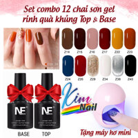 combo 12 chai sơn gel rinh quà khủng Top & Base tặng máy hơ mini, SET làm nail tại nhà, combo sơn gel, set làm nail mini