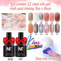 combo 12 chai sơn gel rinh quà khủng Top & Base tặng máy hơ mini, SET làm nail tại nhà, combo sơn gel, set làm nail mini