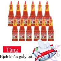 Combo 12 chai Tương ớt Nam dương Cay Vừa chai 255g Tặng 1 bịch khăn giấy ướt 80 tờ - tương ớt 3 THẬT siêu cay chính hiệu