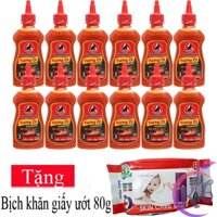 Combo 12 chai Tương ớt Nam dương Cay đặc biệt chai 250g Tặng 1 bịch khăn giấy ướt 80 tờ - tương ớt 3 THẬT siêu cay chính
