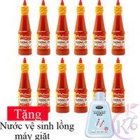 Combo 12 chai Tương ớt Cholimex chai nhựa 270g Tặng 1 chai tẩy vệ sinh lồng giặt - cay vừa, chay mặn đều dùng được